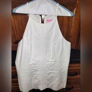 Lilly Pulitizer White Embroidered Tank Top Like New, Worn Once!!